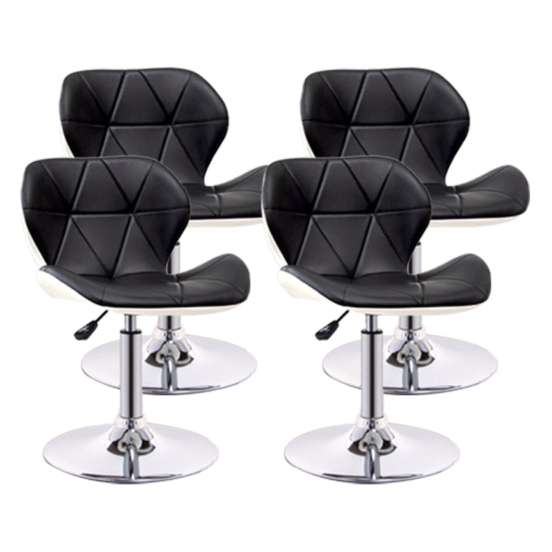 Scandinavian Metal Barstool Adjustable Low Back PU Leather stools in Matte Finish