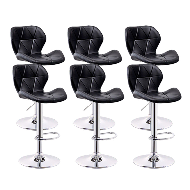 Scandinavian Metal Barstool Adjustable Low Back PU Leather stools in Matte Finish