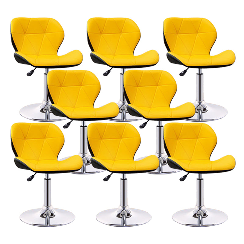 Scandinavian Metal Barstool Adjustable Low Back PU Leather stools in Matte Finish