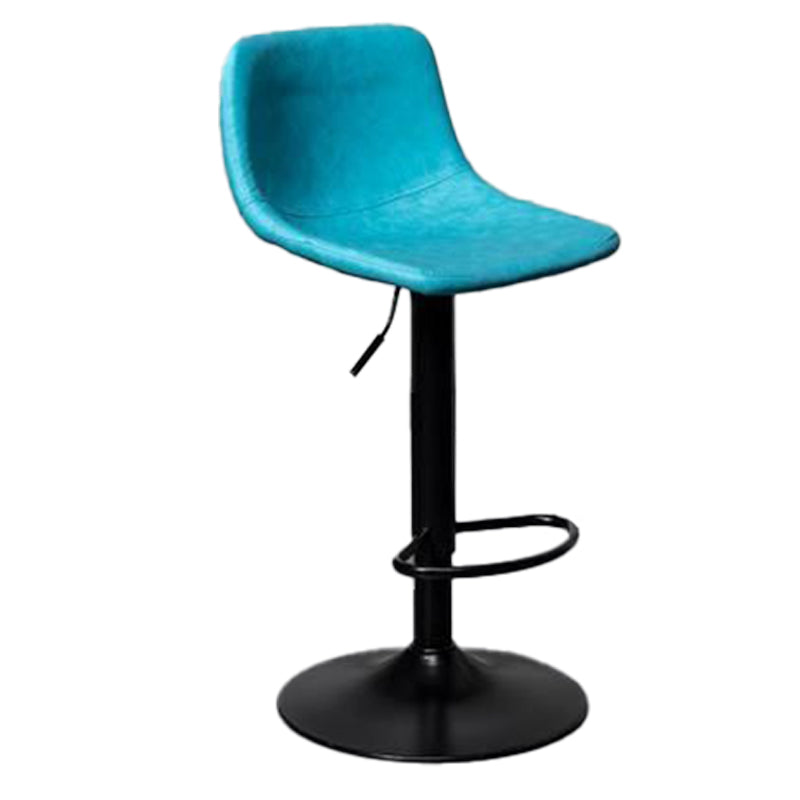Scandinavian Metal Barstool Adjustable Low Back Faux Leather Barstools in Matte Finish