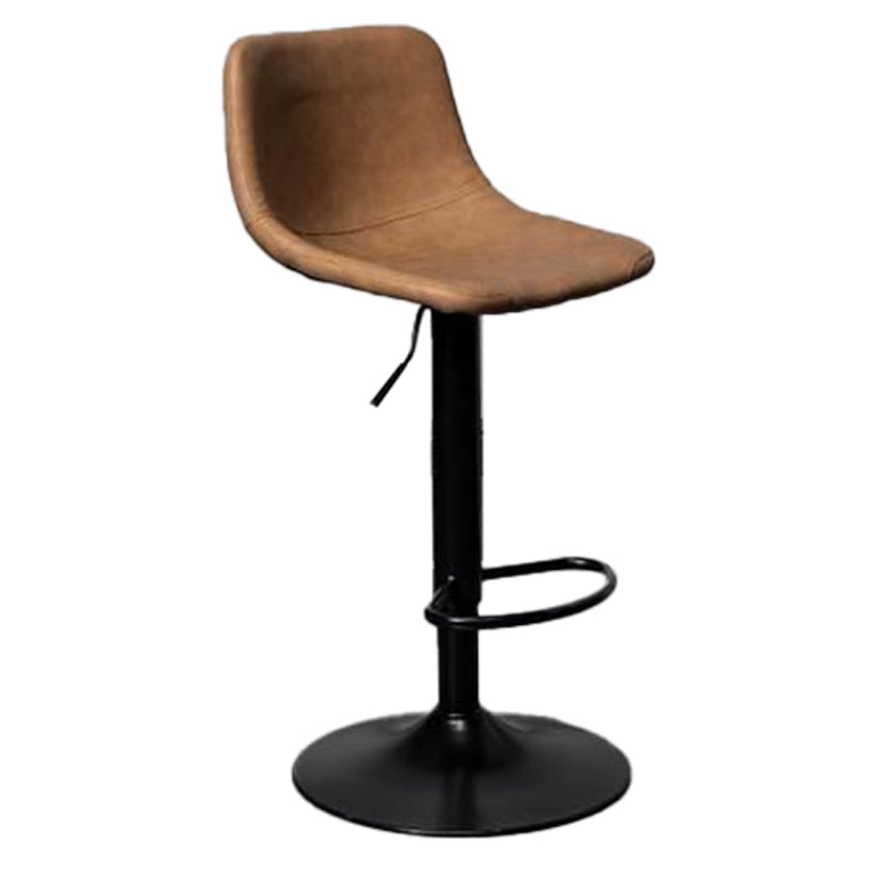 Scandinavian Metal Barstool Adjustable Low Back Faux Leather Barstools in Matte Finish