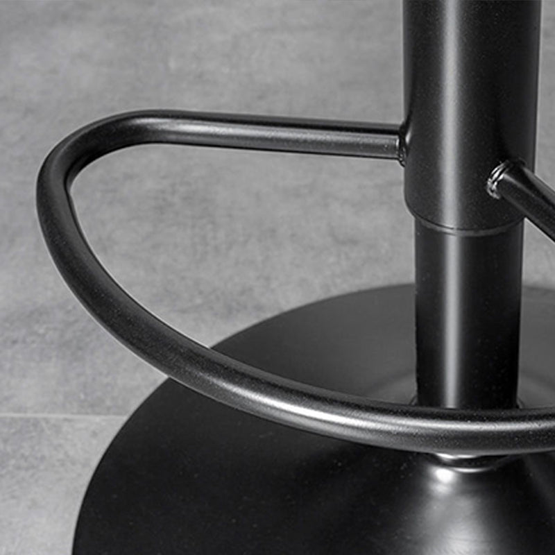 Scandinavian Metal Barstool Adjustable Low Back Faux Leather Barstools in Matte Finish