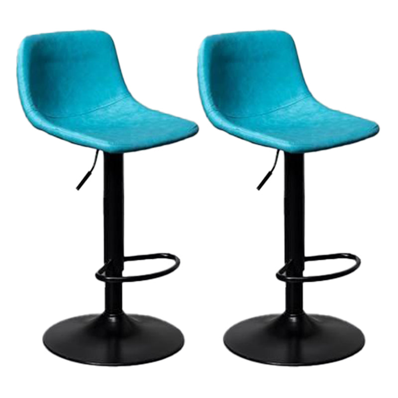 Scandinavian Metal Barstool Adjustable Low Back Faux Leather Barstools in Matte Finish