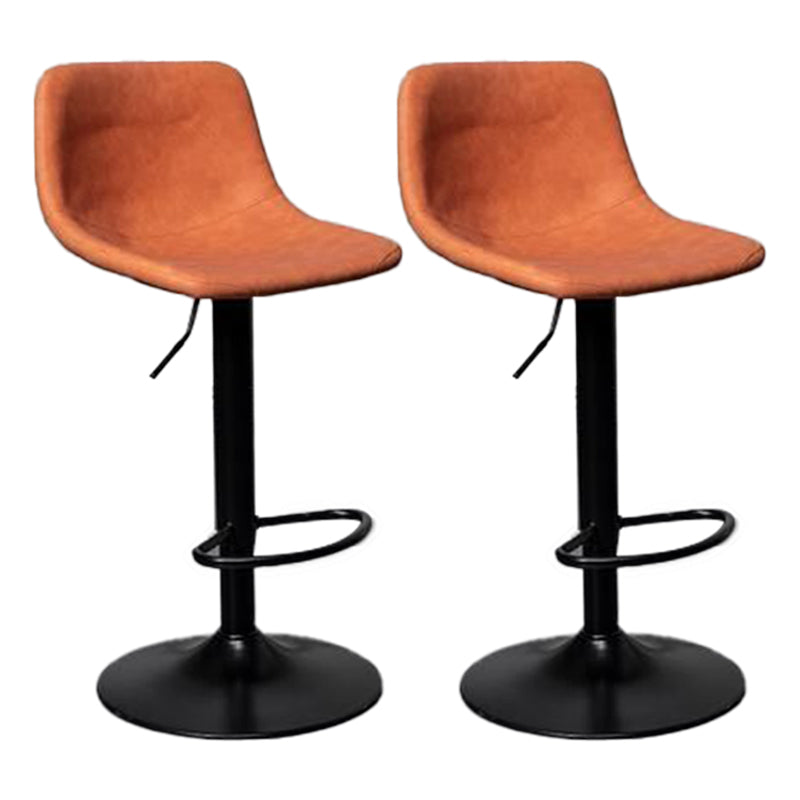 Scandinavian Metal Barstool Adjustable Low Back Faux Leather Barstools in Matte Finish