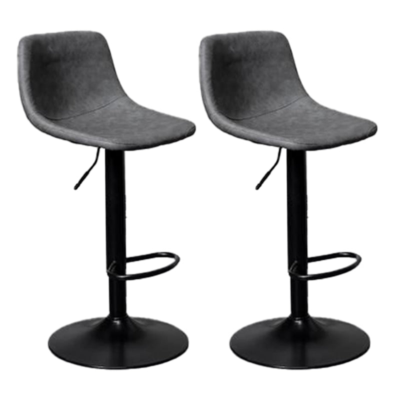 Scandinavian Metal Barstool Adjustable Low Back Faux Leather Barstools in Matte Finish