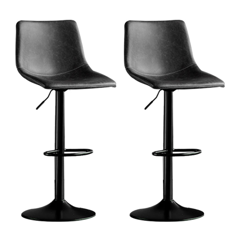 Scandinavian Metal Barstool Adjustable Low Back Faux Leather Barstools in Matte Finish