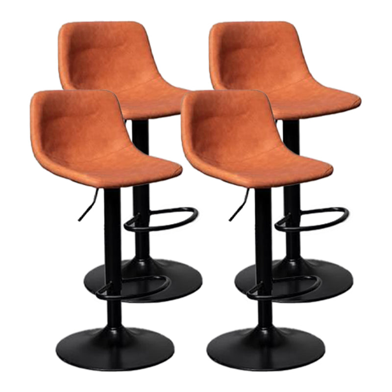 Scandinavian Metal Barstool Adjustable Low Back Faux Leather Barstools in Matte Finish