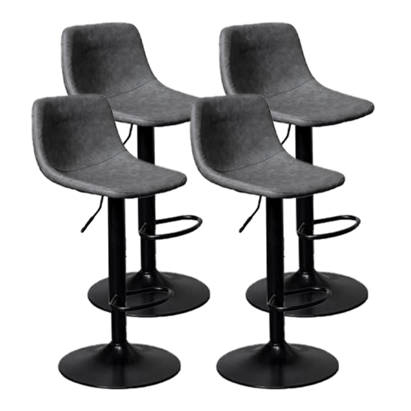 Scandinavian Metal Barstool Adjustable Low Back Faux Leather Barstools in Matte Finish