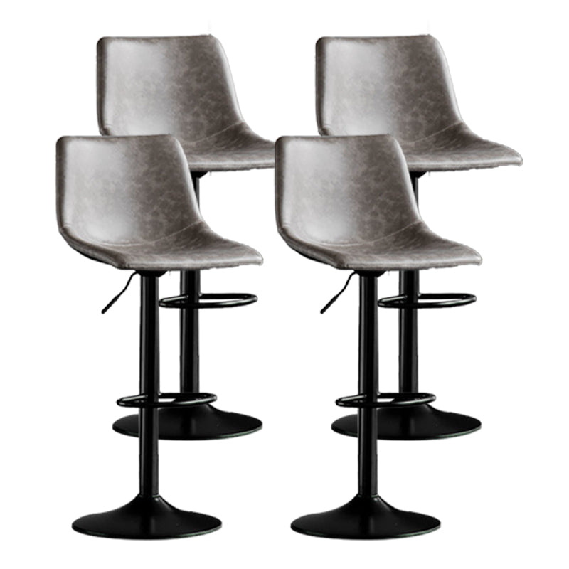 Scandinavian Metal Barstool Adjustable Low Back Faux Leather Barstools in Matte Finish