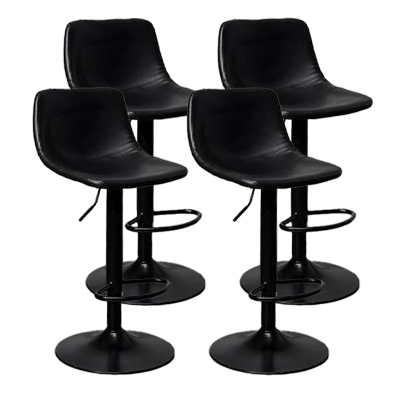 Scandinavian Metal Barstool Adjustable Low Back Faux Leather Barstools in Matte Finish