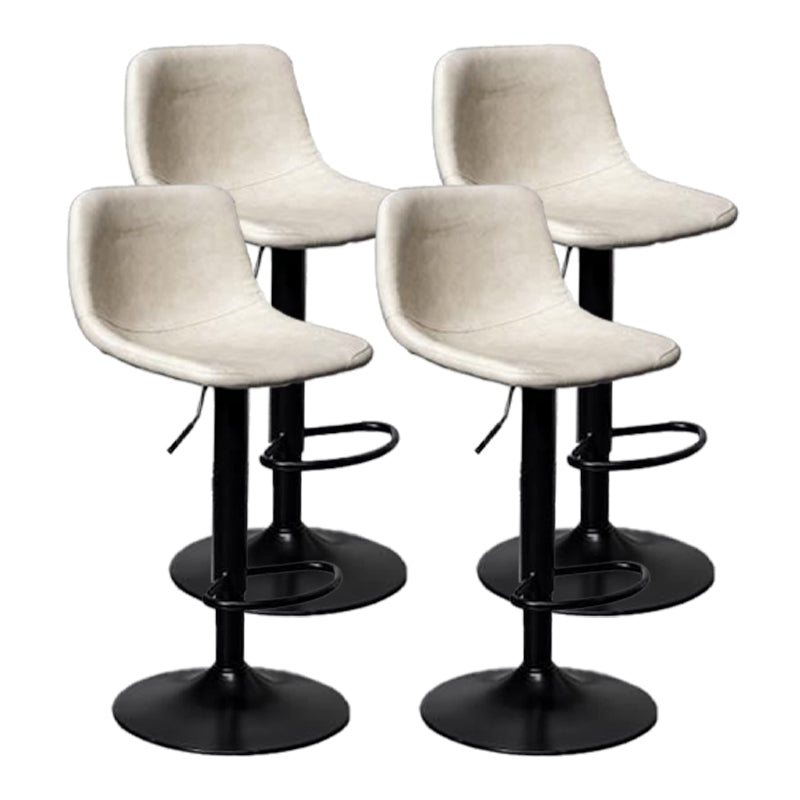 Scandinavian Metal Barstool Adjustable Low Back Faux Leather Barstools in Matte Finish