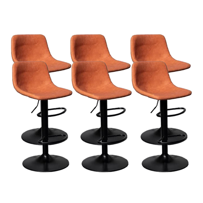 Scandinavian Metal Barstool Adjustable Low Back Faux Leather Barstools in Matte Finish