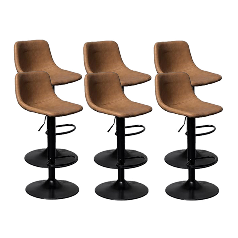 Scandinavian Metal Barstool Adjustable Low Back Faux Leather Barstools in Matte Finish