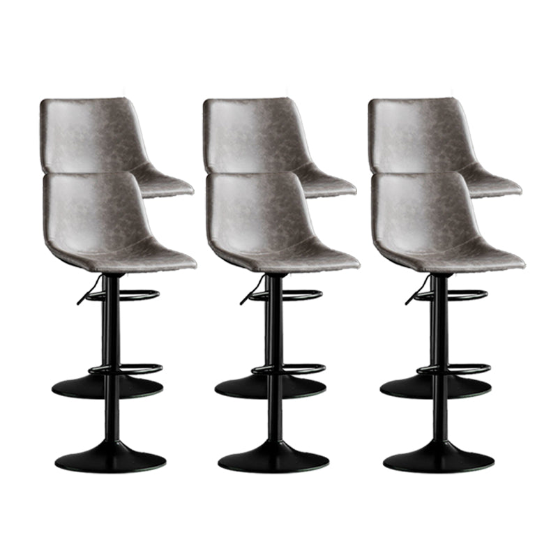 Scandinavian Metal Barstool Adjustable Low Back Faux Leather Barstools in Matte Finish