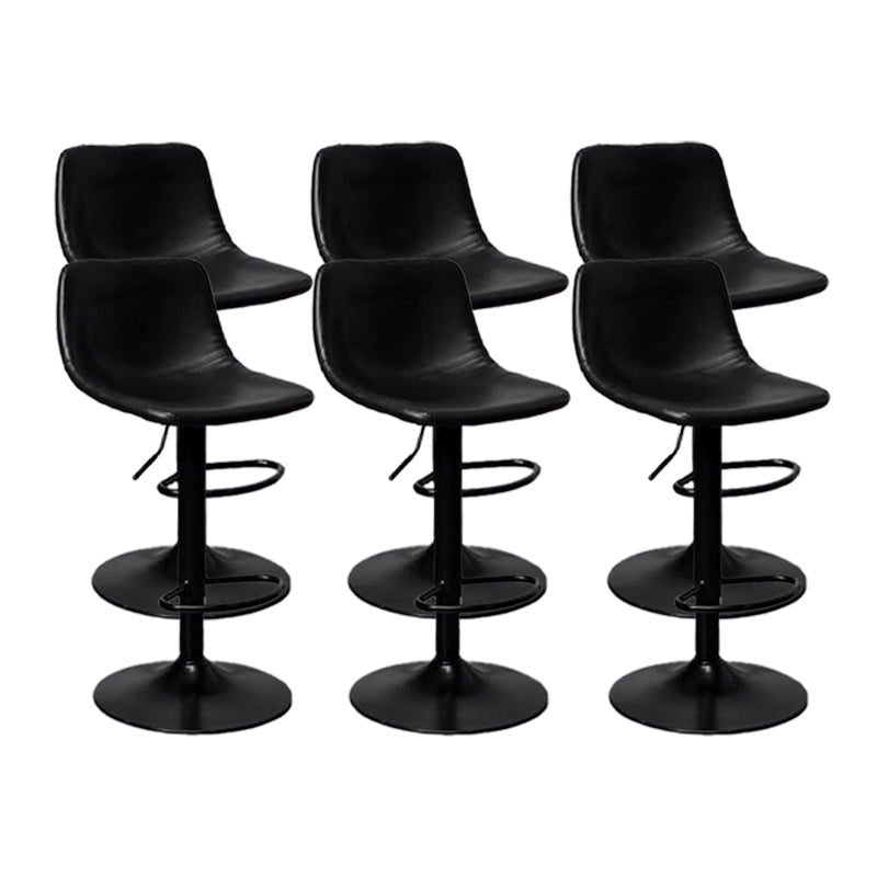 Scandinavian Metal Barstool Adjustable Low Back Faux Leather Barstools in Matte Finish
