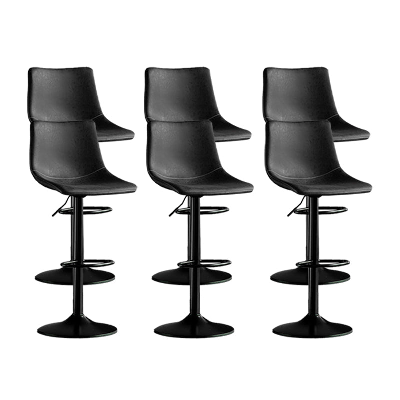 Scandinavian Metal Barstool Adjustable Low Back Faux Leather Barstools in Matte Finish