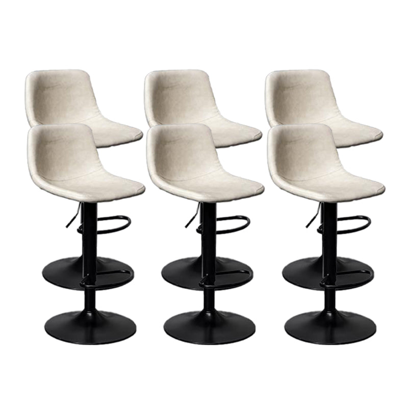 Scandinavian Metal Barstool Adjustable Low Back Faux Leather Barstools in Matte Finish