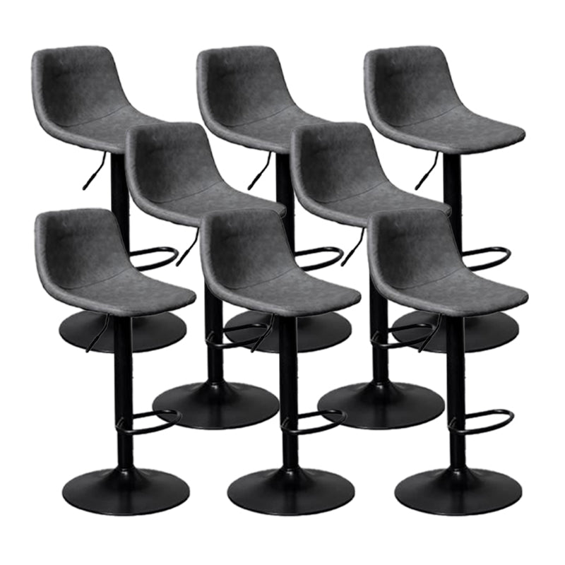 Scandinavian Metal Barstool Adjustable Low Back Faux Leather Barstools in Matte Finish