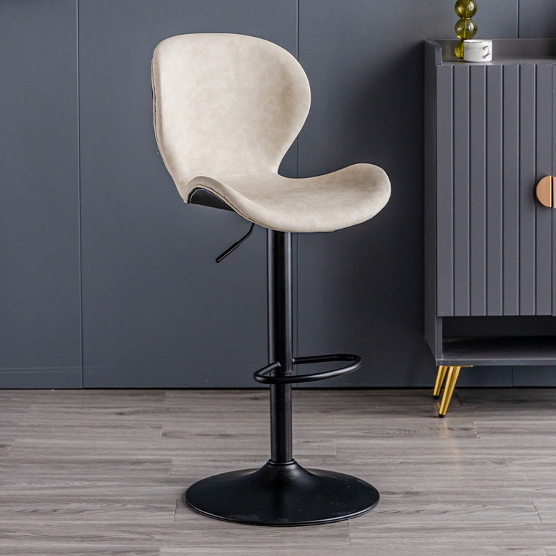Scandinavian Metal Barstool Adjustable  PU Leather Barstools in Matte Finish for Indoor