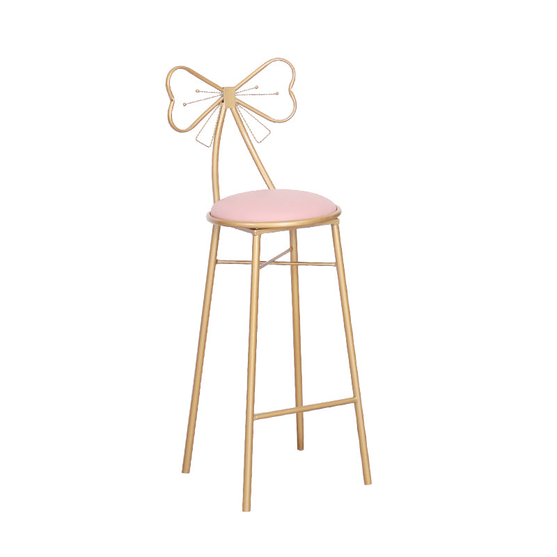 Indoor Upholstered Bar Stools Round Gold Base Scandinavian Counter Bar Stool