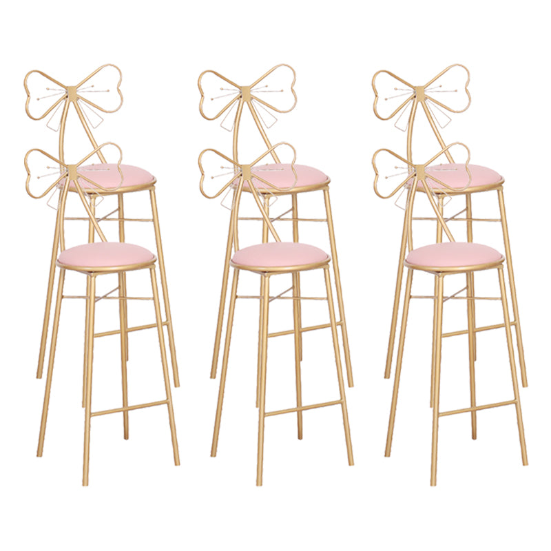 Indoor Upholstered Bar Stools Round Gold Base Scandinavian Counter Bar Stool