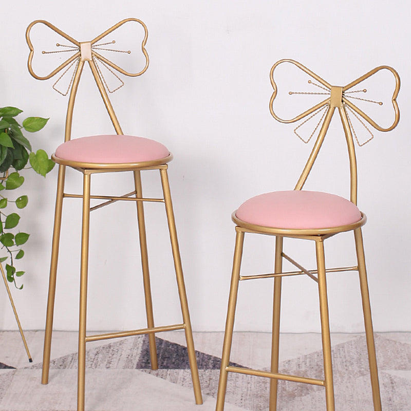 Indoor Upholstered Bar Stools Round Gold Base Scandinavian Counter Bar Stool