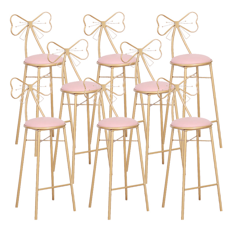 Indoor Upholstered Bar Stools Round Gold Base Scandinavian Counter Bar Stool