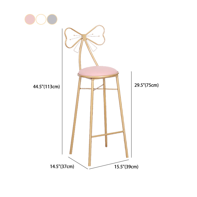 Indoor Upholstered Bar Stools Round Gold Base Scandinavian Counter Bar Stool
