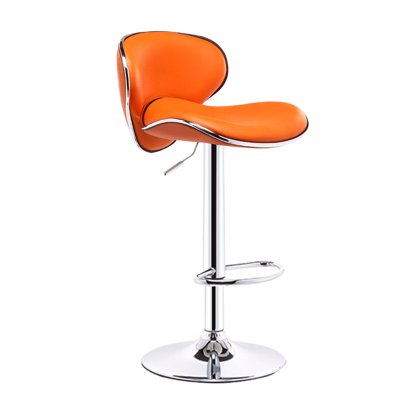 Scandinavian Metal Barstool Adjustable Low Back PU Leather Barstools in Matte Finish