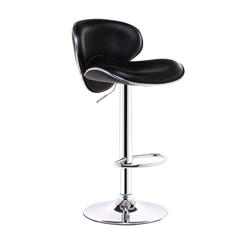 Scandinavian Metal Barstool Adjustable Low Back PU Leather Barstools in Matte Finish