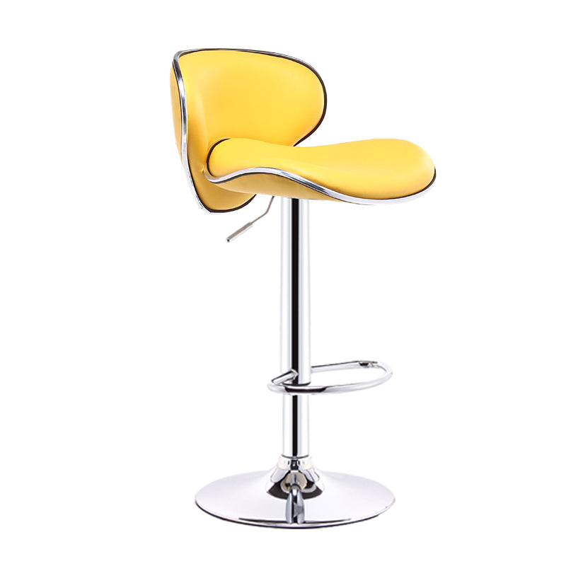 Scandinavian Metal Barstool Adjustable Low Back PU Leather Barstools in Matte Finish