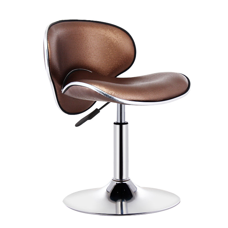 Scandinavian Metal Barstool Adjustable Low Back PU Leather Barstools in Matte Finish