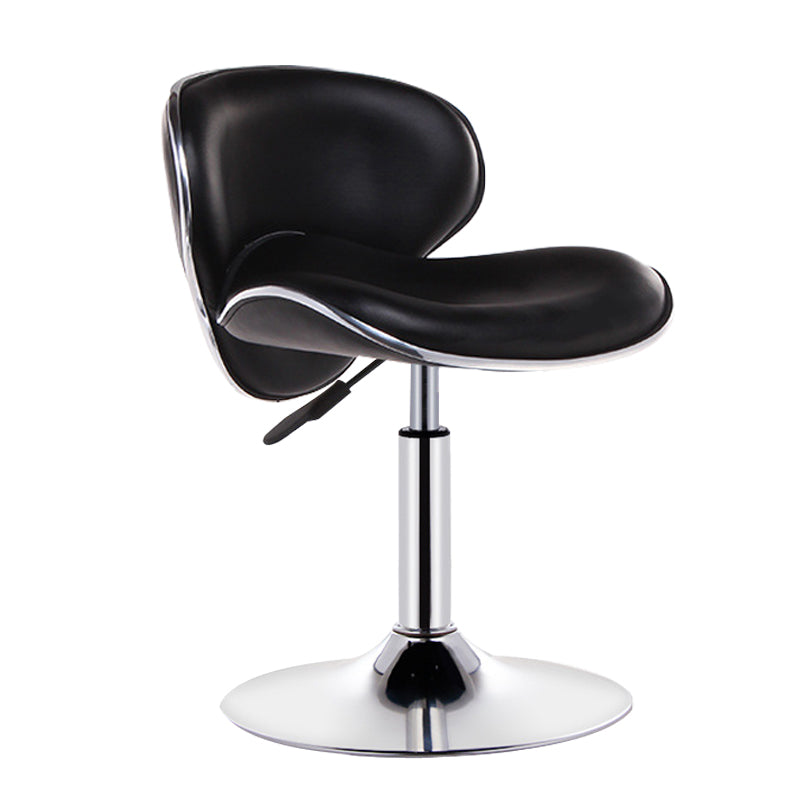 Scandinavian Metal Barstool Adjustable Low Back PU Leather Barstools in Matte Finish