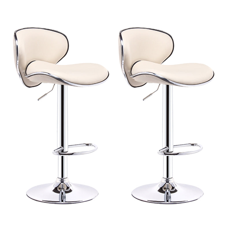 Scandinavian Metal Barstool Adjustable Low Back PU Leather Barstools in Matte Finish