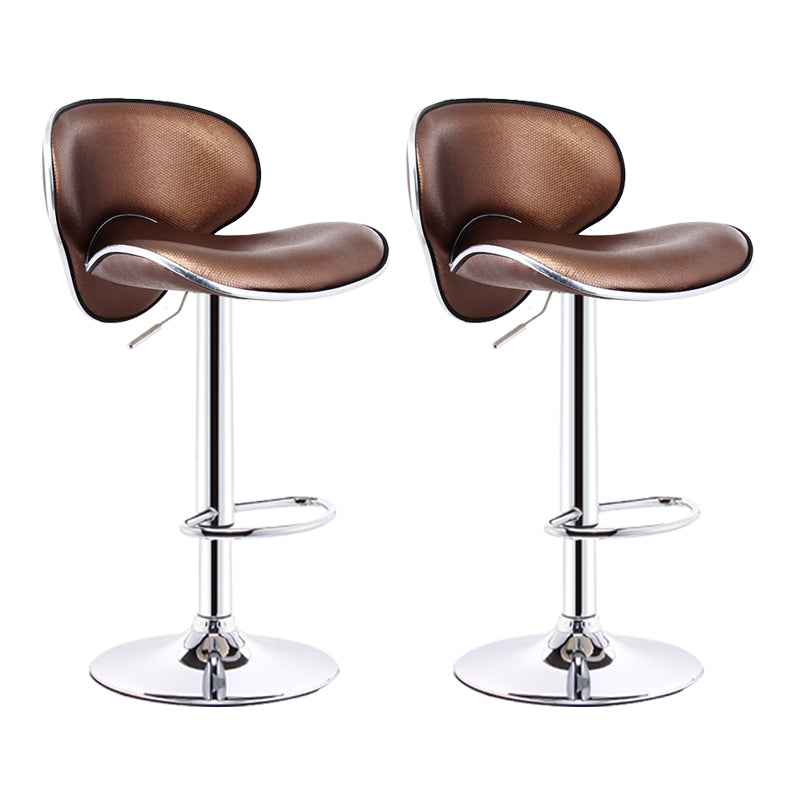 Scandinavian Metal Barstool Adjustable Low Back PU Leather Barstools in Matte Finish