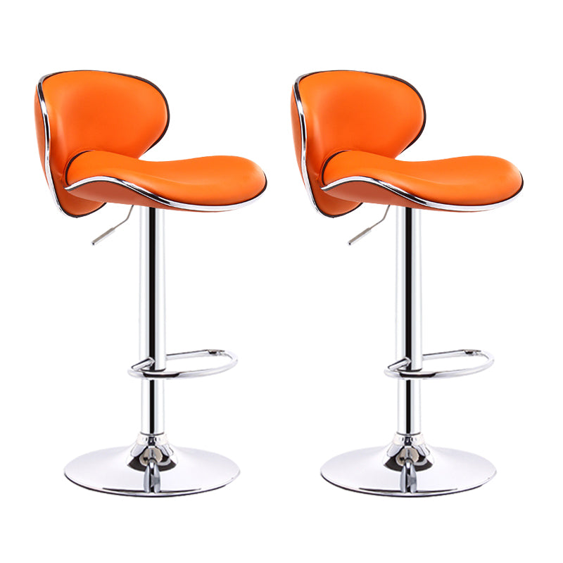 Scandinavian Metal Barstool Adjustable Low Back PU Leather Barstools in Matte Finish