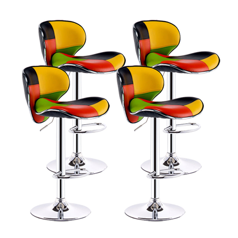 Scandinavian Metal Barstool Adjustable Low Back PU Leather Barstools in Matte Finish