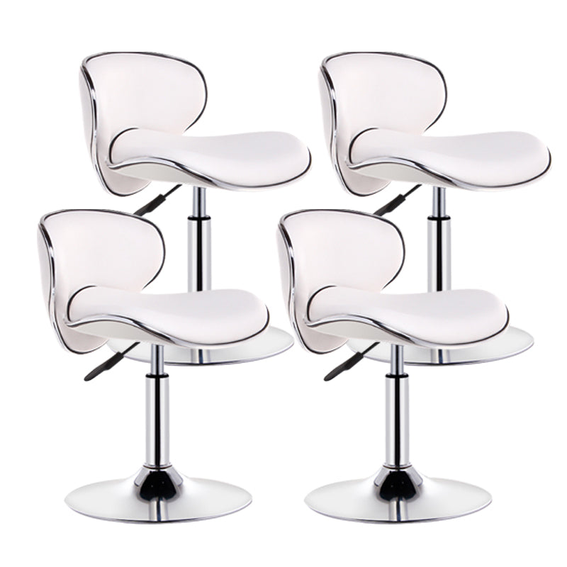 Scandinavian Metal Barstool Adjustable Low Back PU Leather Barstools in Matte Finish