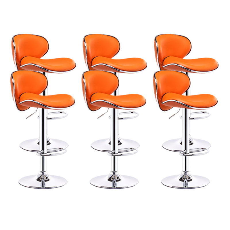 Scandinavian Metal Barstool Adjustable Low Back PU Leather Barstools in Matte Finish