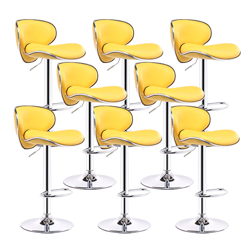 Scandinavian Metal Barstool Adjustable Low Back PU Leather Barstools in Matte Finish