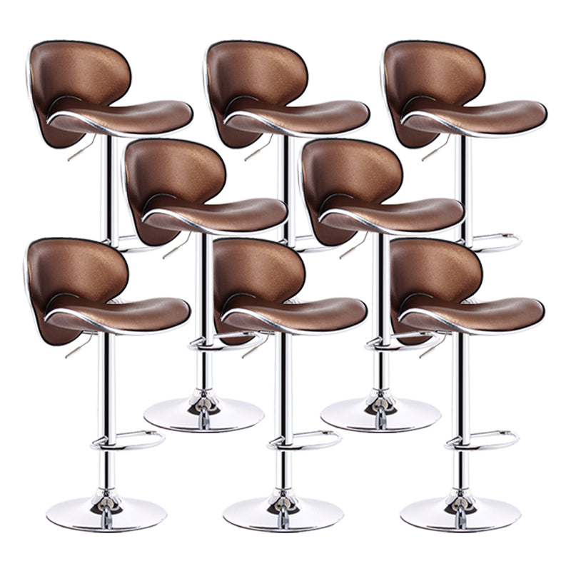 Scandinavian Metal Barstool Adjustable Low Back PU Leather Barstools in Matte Finish