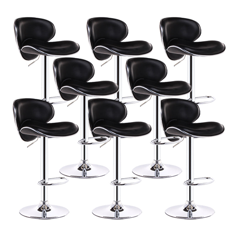 Scandinavian Metal Barstool Adjustable Low Back PU Leather Barstools in Matte Finish