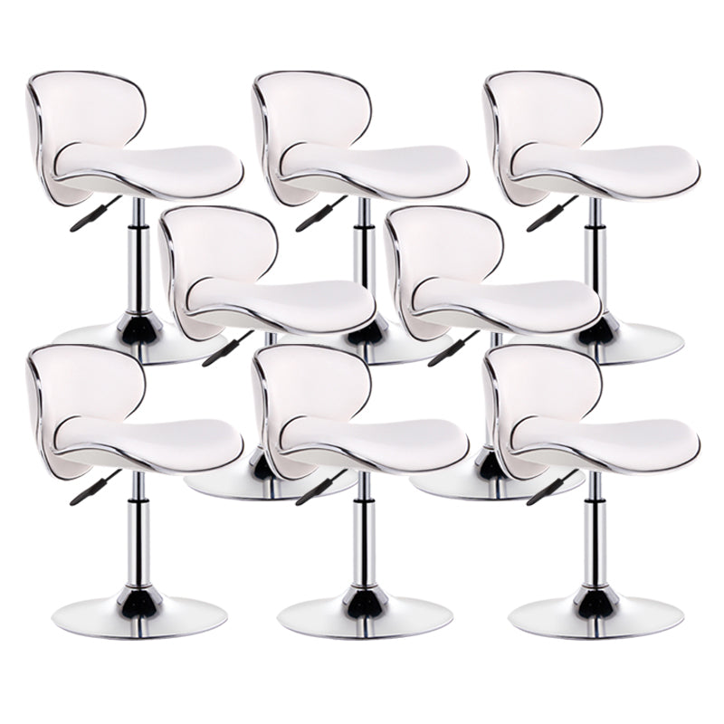 Scandinavian Metal Barstool Adjustable Low Back PU Leather Barstools in Matte Finish