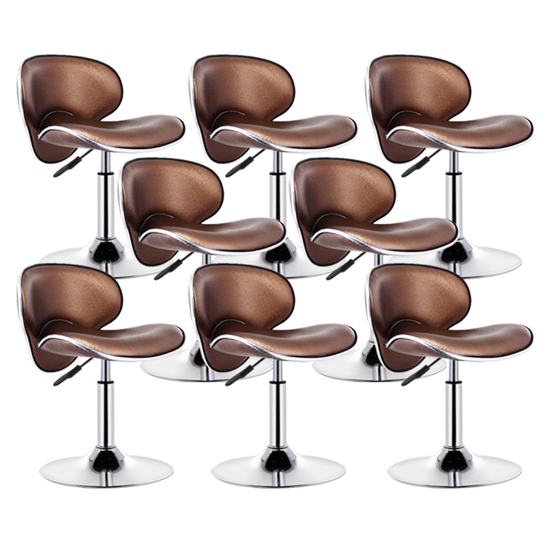 Scandinavian Metal Barstool Adjustable Low Back PU Leather Barstools in Matte Finish