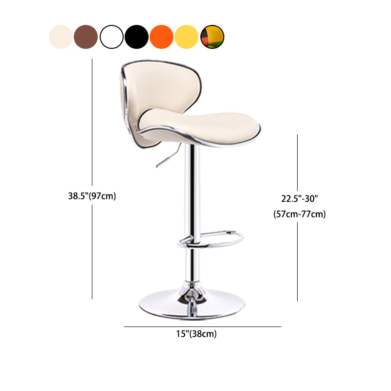 Scandinavian Metal Barstool Adjustable Low Back PU Leather Barstools in Matte Finish