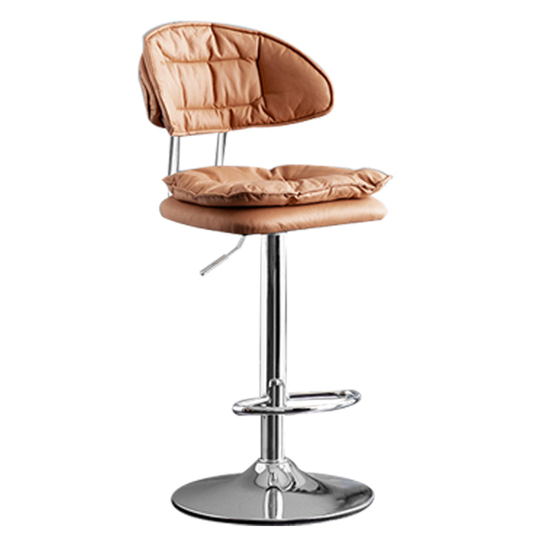 Scandinavian Metal Barstool Adjustable Low Back Leather Barstools in Matte Finish