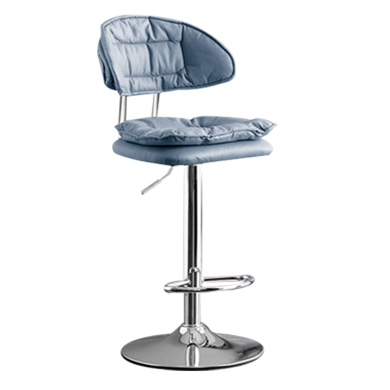 Scandinavian Metal Barstool Adjustable Low Back Leather Barstools in Matte Finish