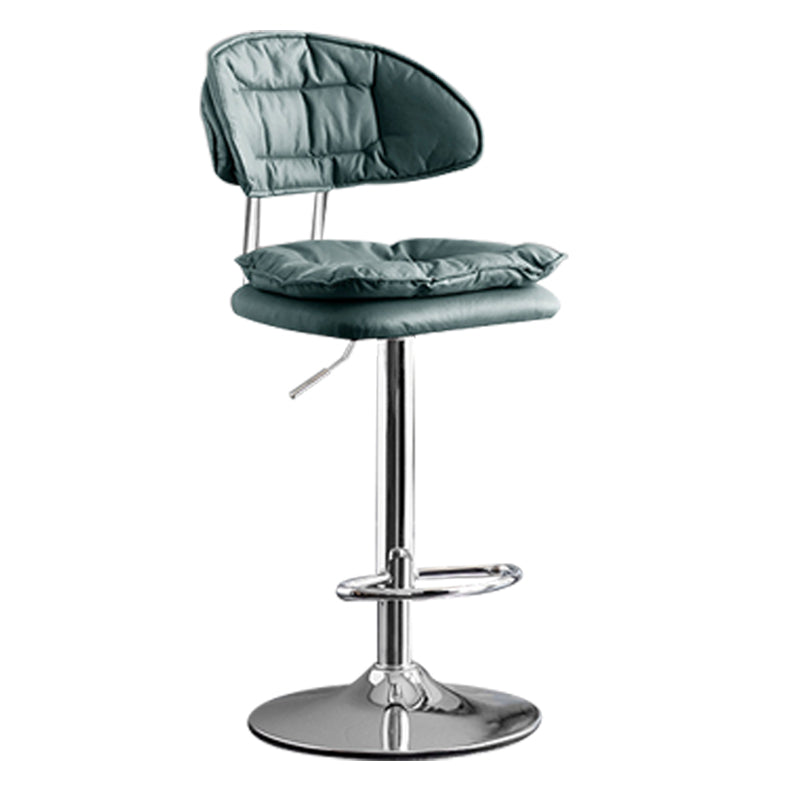 Scandinavian Metal Barstool Adjustable Low Back Leather Barstools in Matte Finish