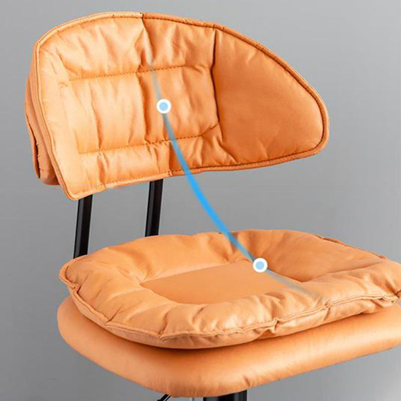 Scandinavian Metal Barstool Adjustable Low Back Leather Barstools in Matte Finish