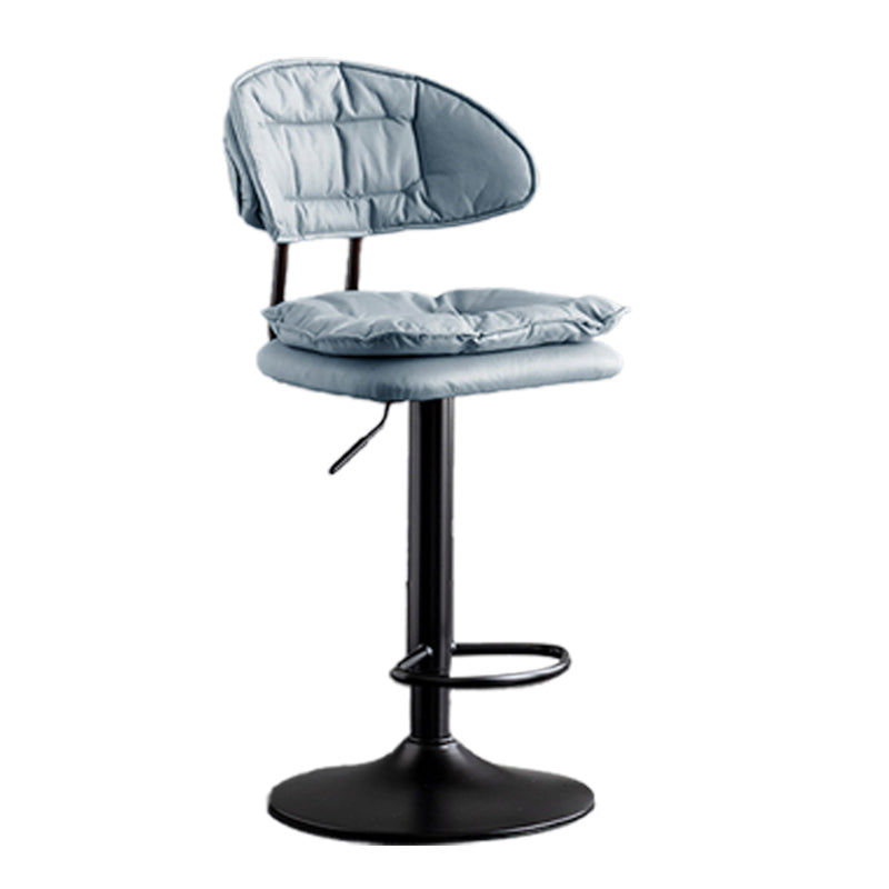 Scandinavian Metal Barstool Adjustable Low Back Leather Barstools in Matte Finish